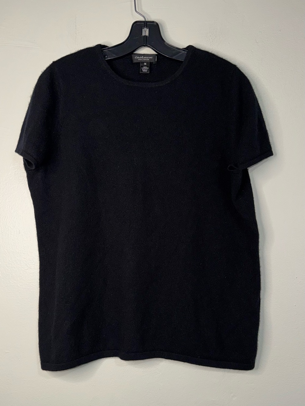 Lord & Taylor Black Short-Sleeve Crewneck Sweater